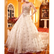 2018 New Luxury Custom Made Sparkling Crystal Beads Ball Gown Wedding Dress